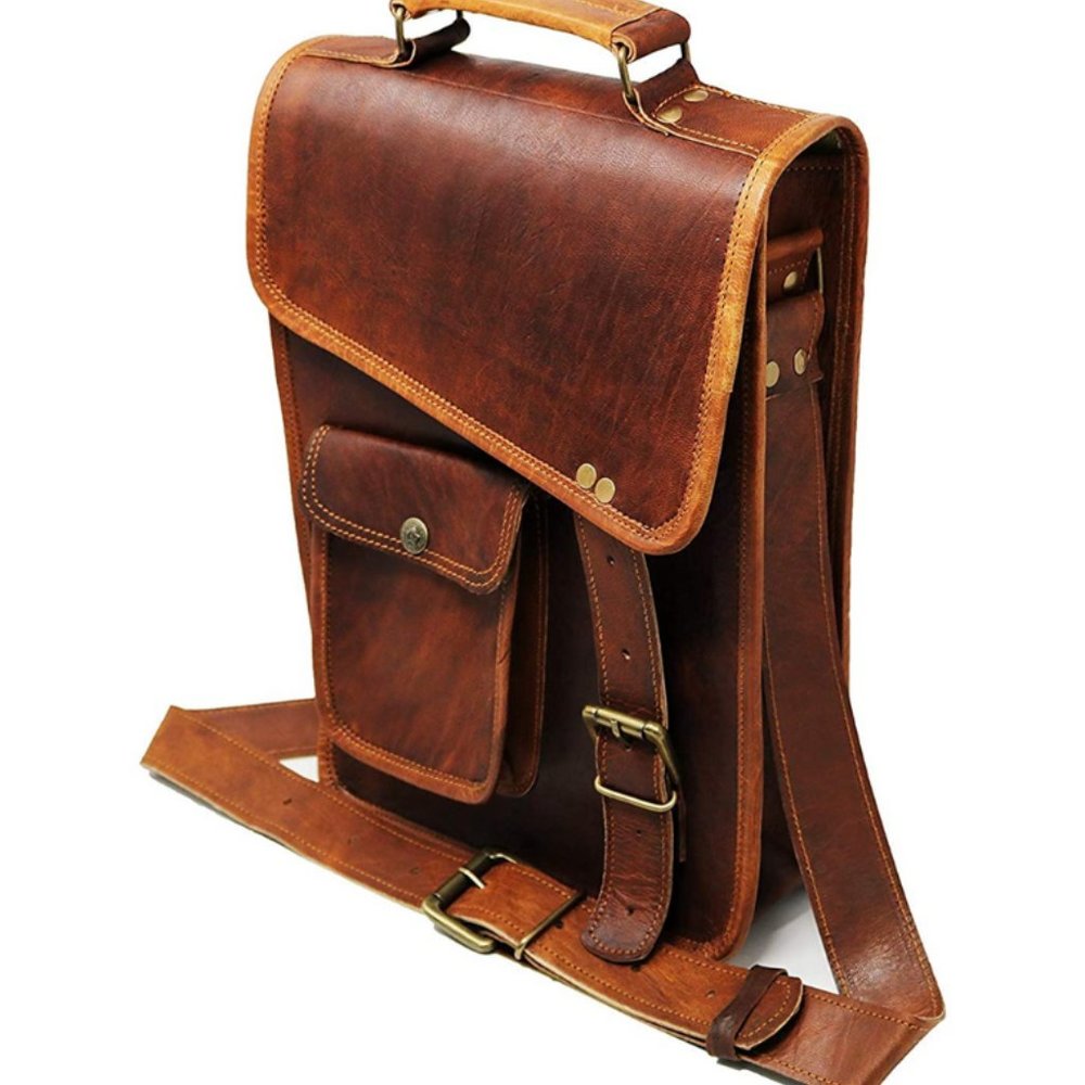 Full Grain Goat Leather Messenger Bag - Laptop Bag - iPad Case - Shoulder Bag - Picture 4 of 4